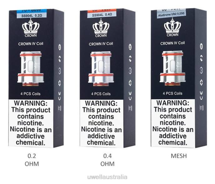 UWELL Melbourne - UWELL CROWN 4 REPLACEMENT COILS (4-PACK) UN2 Dual Mesh 0.23ohm 448N184