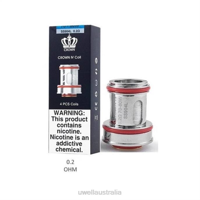 UWELL disposable vape - UWELL CROWN 4 REPLACEMENT COILS (4-PACK) Dual Coil 0.2ohm 448N182