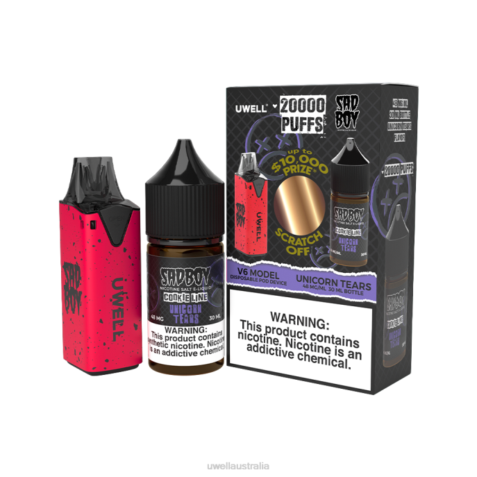 UWELL Melbourne - UWELL V6 DISPOSABLE DEVICE + DADDY'S VAPOR 30ML JUICE - COLLAB BUNDLE CLR: Red/FLV: Unicorn Tears 48mg 448N214