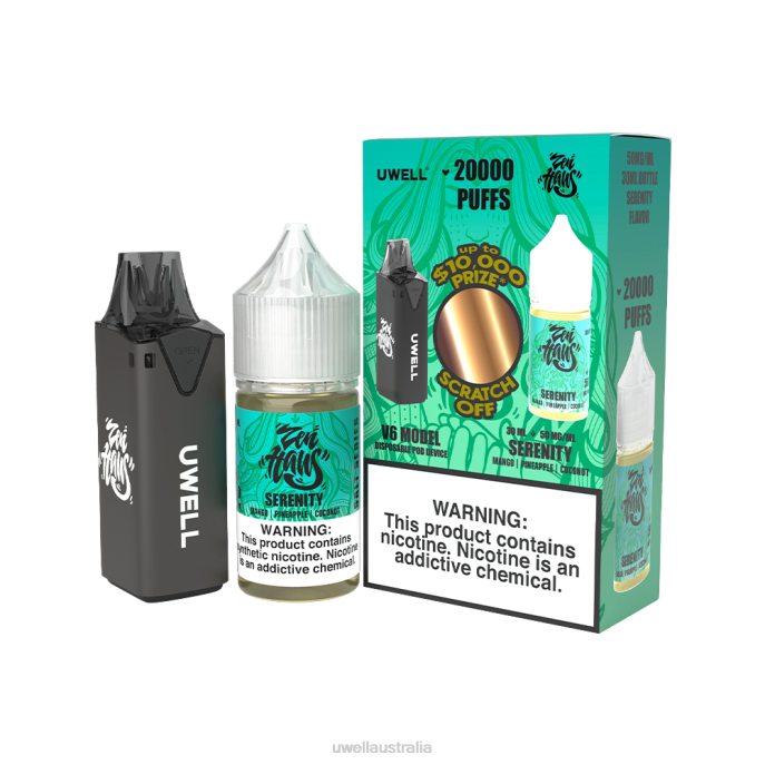 UWELL disposable vape - UWELL V6 DISPOSABLE DEVICE + DADDY'S VAPOR 30ML JUICE - COLLAB BUNDLE CLR: Black/FLV: Serenity 50mg 448N222