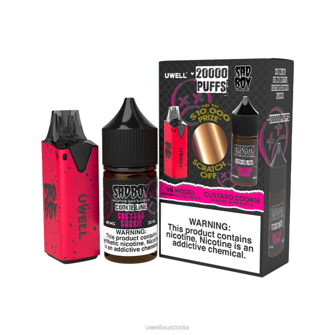 UWELL flavours - UWELL V6 DISPOSABLE DEVICE + DADDY'S VAPOR 30ML JUICE - COLLAB BUNDLE CLR: Red/FLV: Custard Cookie 48mg 448N213