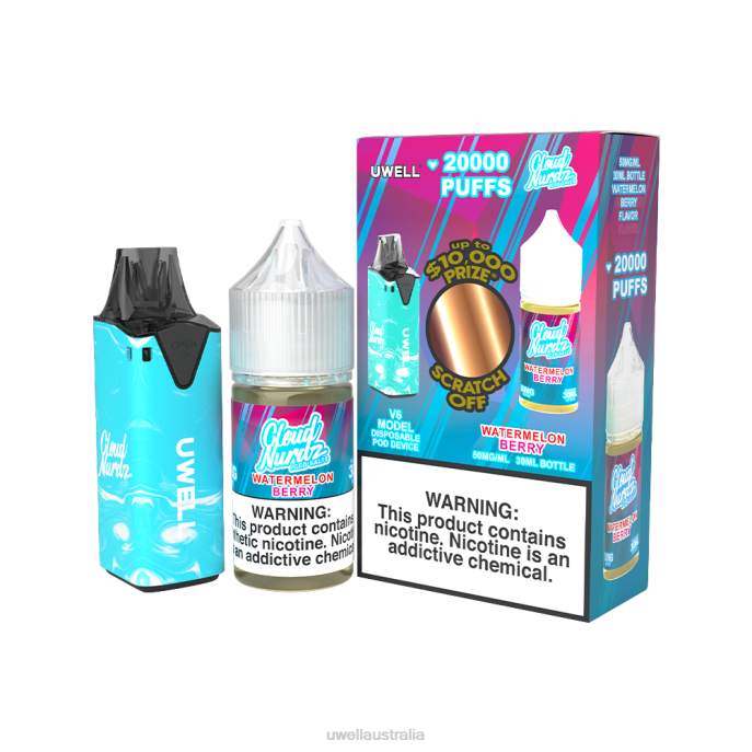 UWELL vape Australia - UWELL V6 DISPOSABLE DEVICE + DADDY'S VAPOR 30ML JUICE - COLLAB BUNDLE CLR: Blue/FLV: Watermelon Berry Iced 50mg 448N206
