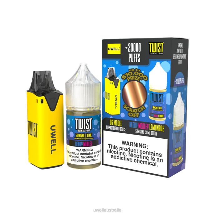 UWELL vape Australia - UWELL V6 DISPOSABLE DEVICE + DADDY'S VAPOR 30ML JUICE - COLLAB BUNDLE CLR: Yellow/FLV: Berry Medley Lemonade 50mg 448N216