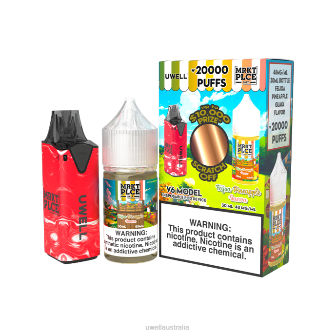 UWELL vape Brisbane - UWELL V6 DISPOSABLE DEVICE + DADDY'S VAPOR 30ML JUICE - COLLAB BUNDLE CLR: Red/FLV: Feijoa Pineapple Guava 48mg 448N207