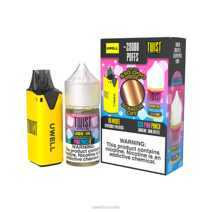 UWELL vape disposable - UWELL V6 DISPOSABLE DEVICE + DADDY'S VAPOR 30ML JUICE - COLLAB BUNDLE CLR: Yellow/FLV: Iced Pink Punch 50mg 448N218