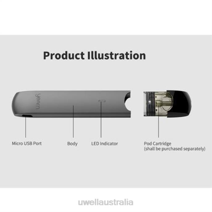 UWELL vape Australia - UWELL YEARN POD DEVICE (PODS NOT INCLUDED) Grey 448N256
