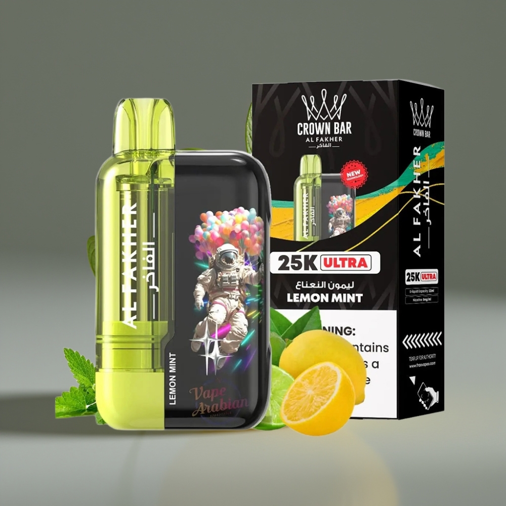Al Fakher Crown Bar Ultra 25K 22mL 50mg Lemon Mint Disposable Vape