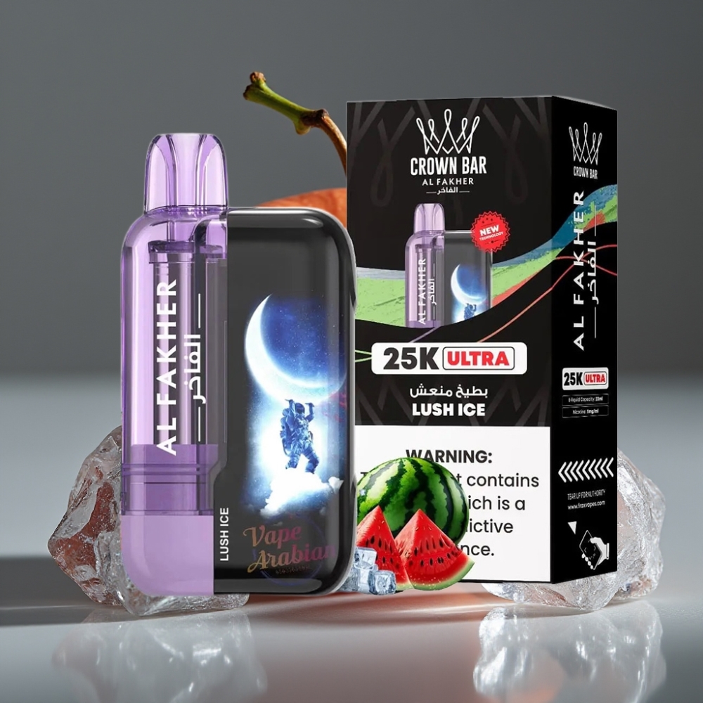 Al Fakher Crown Bar Ultra 25K 22mL Mesh Disposable Vape Lush Ice