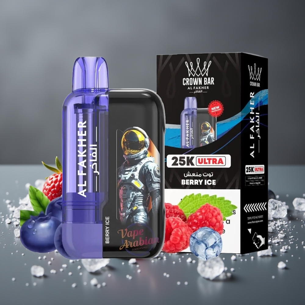 Al Fakher Crown Bar Ultra 25K Berry Ice 22mL Mesh Disposable