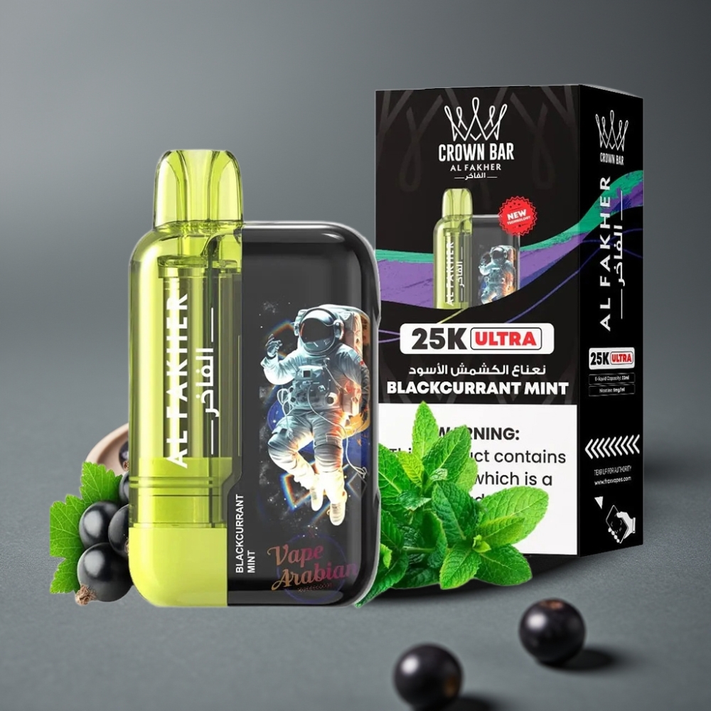 Al Fakher Crown Bar Ultra 25K Disposable 22mL 50mg Blackcurrant Mint