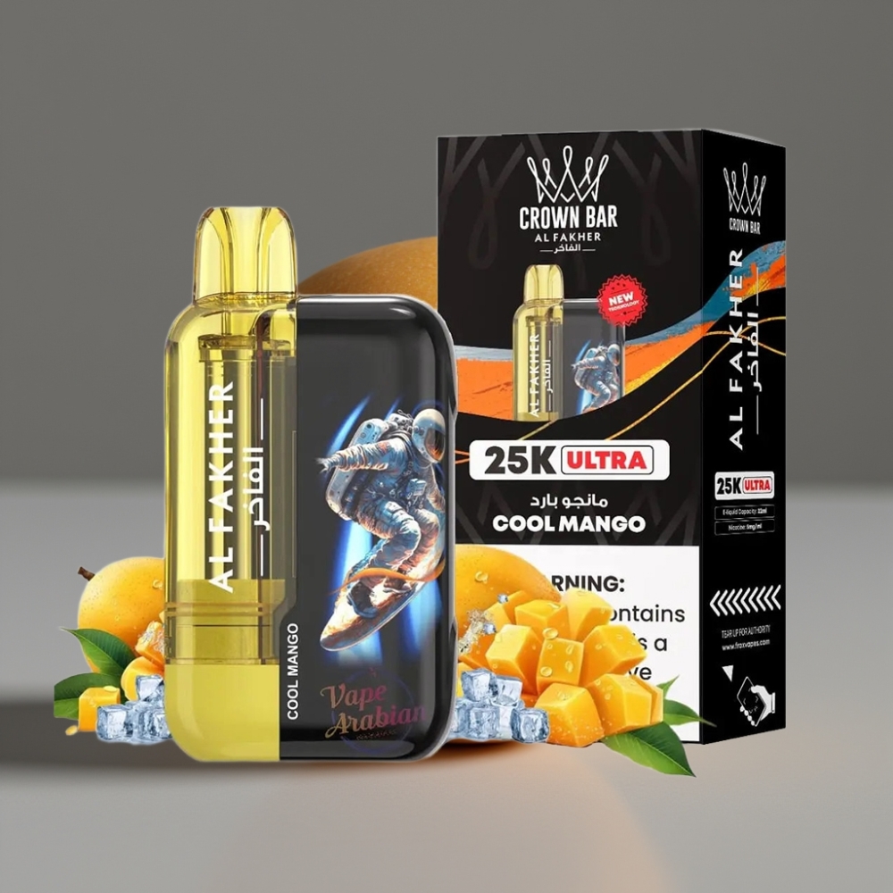 Al Fakher Crown Bar Ultra 25K Disposable Vape Cool Mango 22mL 50mg