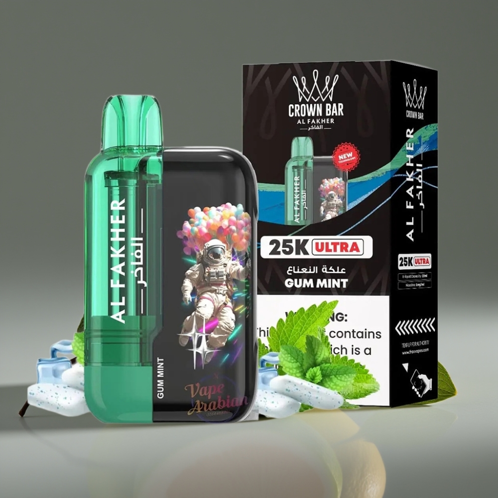 Al Fakher Crown Bar Ultra 25K LED Mesh 22ml Gum Mint