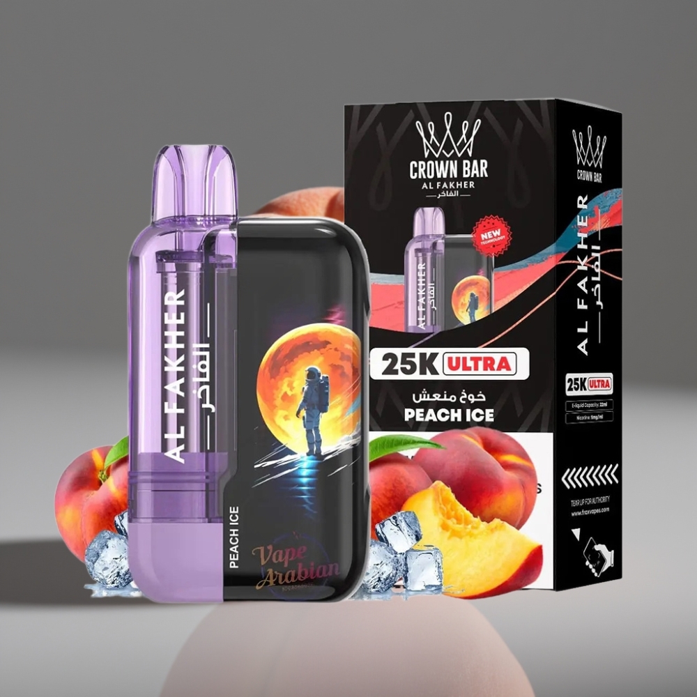 Al Fakher Crown Bar Ultra 25K Peach Ice 22mL Mesh Disposable