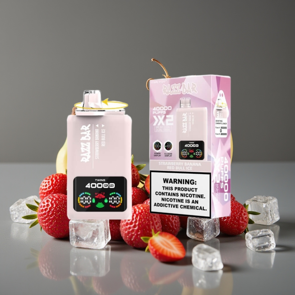 Razz Bar 40000 Puffs Mesh Strawberry Banana Red Bull Ice Disposable Vape