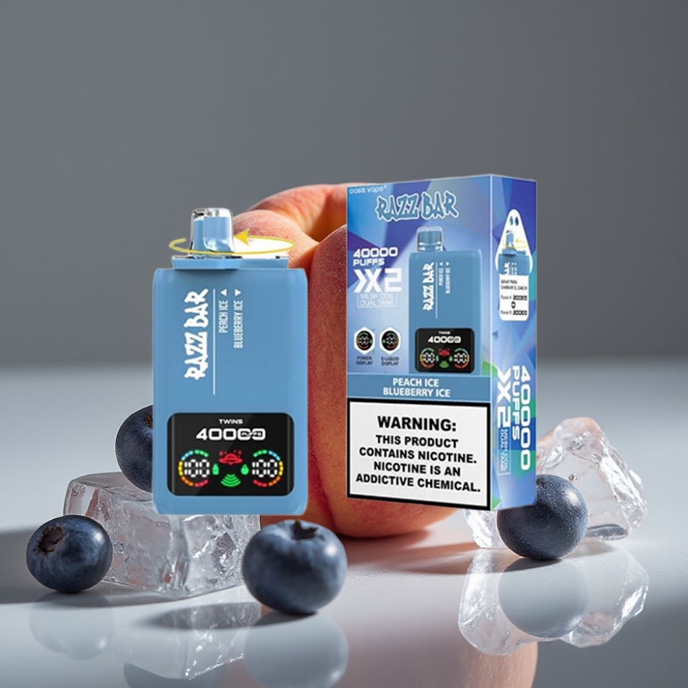 Razz Bar 40000 Puffs Power Screen Peach Ice Blueberry Ice Disposable Vape