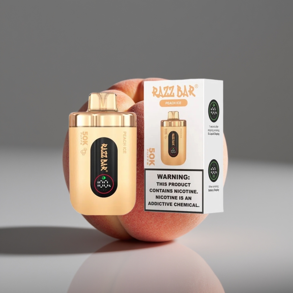 Razz Bar 50K Puffs Peach Ice Rechargeable Disposable Vape