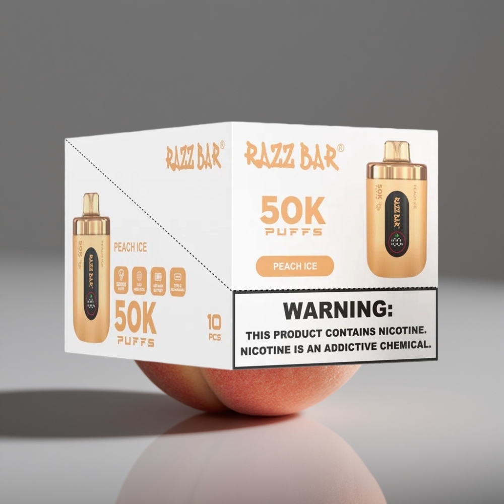 Razz Bar 50K Puffs Peach Ice Rechargeable Disposable Vape