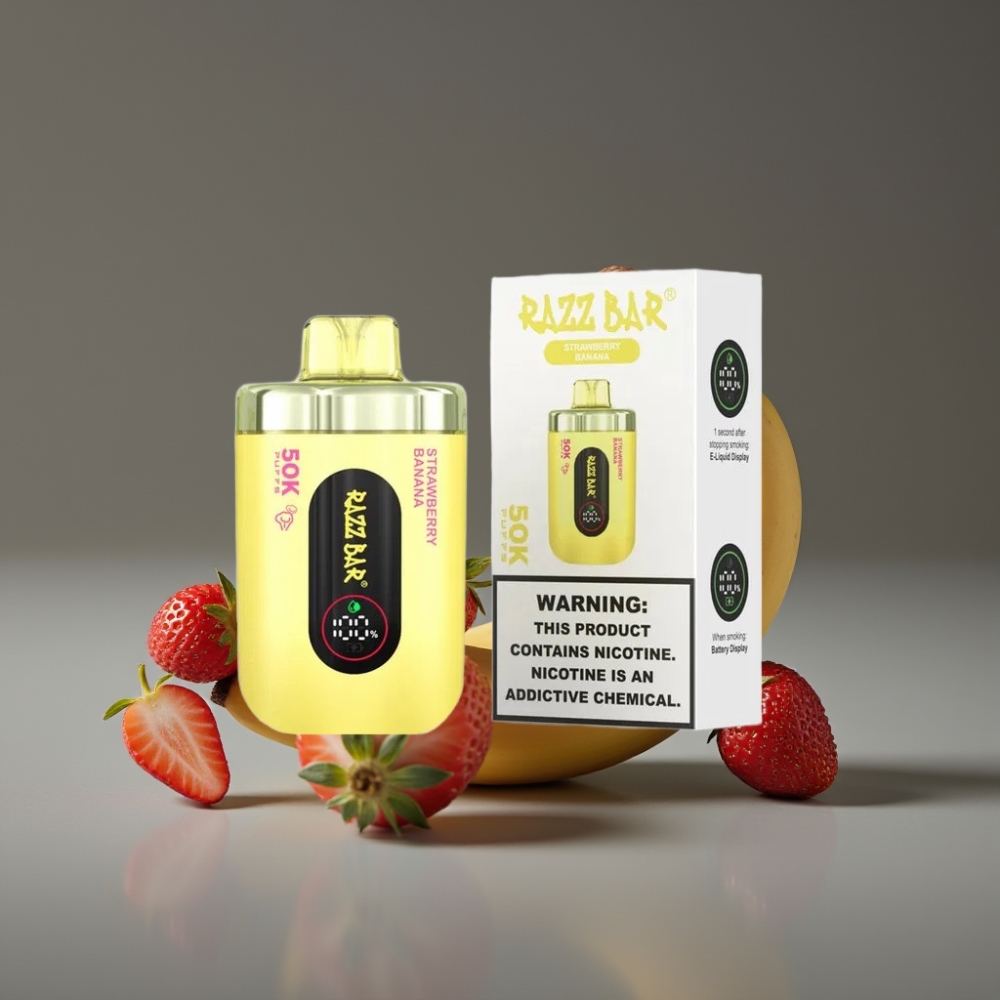 Razz Bar 50K Puffs Strawberry Banana Mesh 1.0 Ohm Disposable Vape