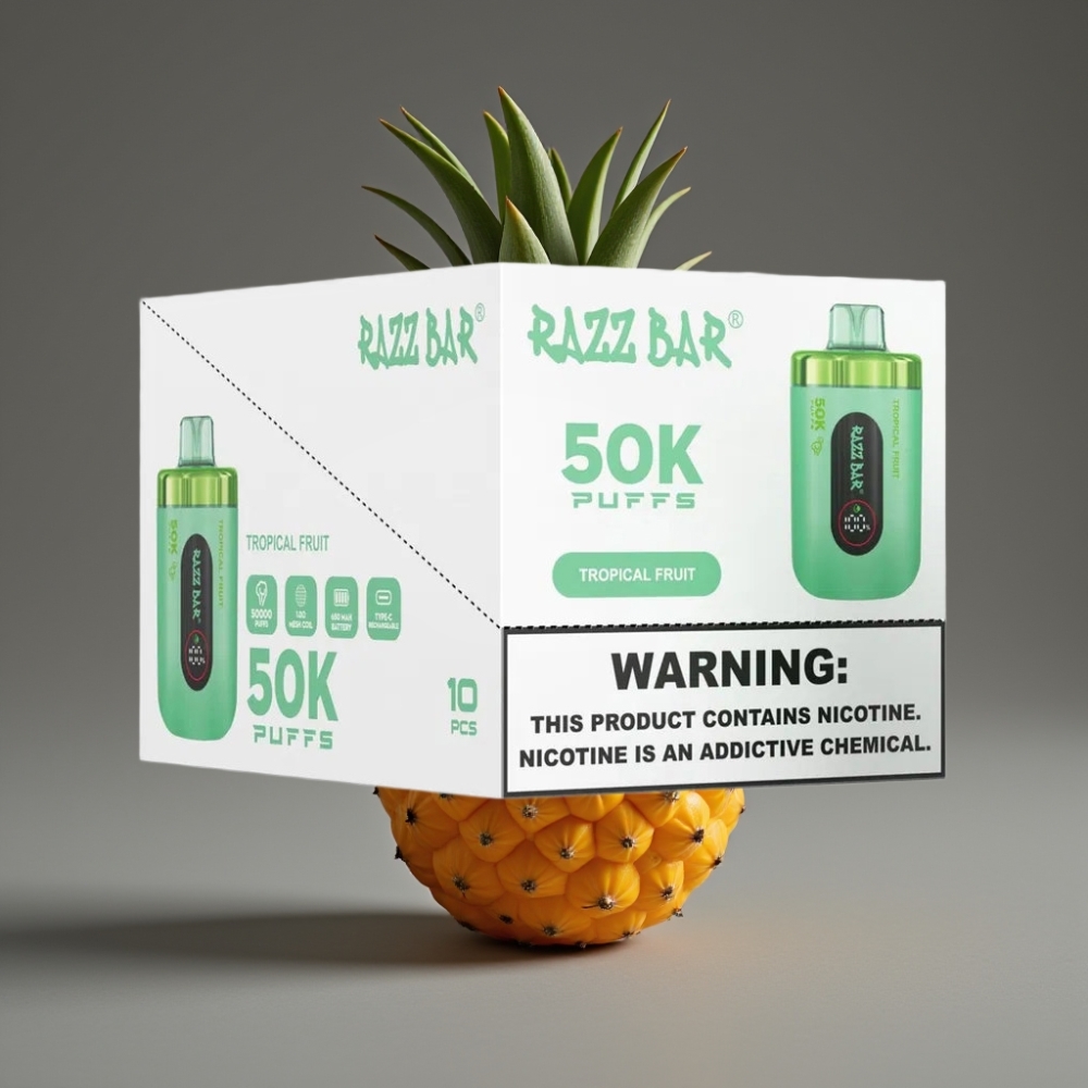 Razz Bar 50K Puffs Tropical Fruit Disposable Vape 1.0 Ohm Mesh