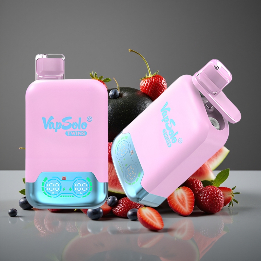 Vapsolo Twins 20000 Puffs Black Ice Dragon Fruit Strawberry & Raspberry Watermelon 40ml Type-C