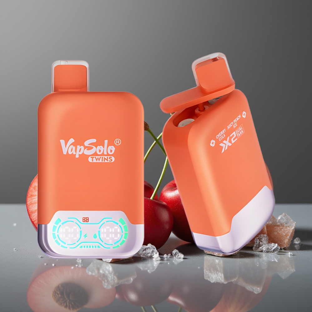 Vapsolo Twins 20000 Puffs Dual Tank Cherry Cola & Juicy Peach Ice