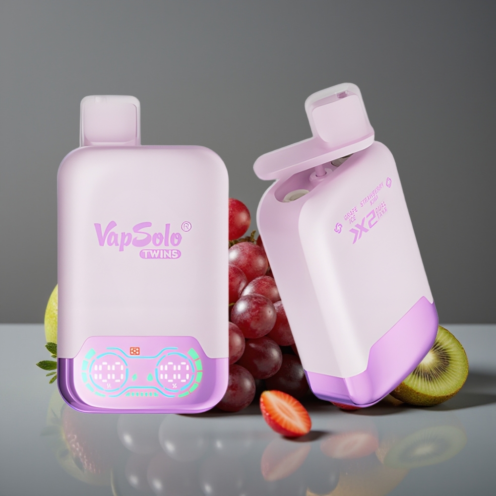 Vapsolo Twins 20000 Puffs Dual Tank Grape Ice & Strawberry Kiwi Disposable