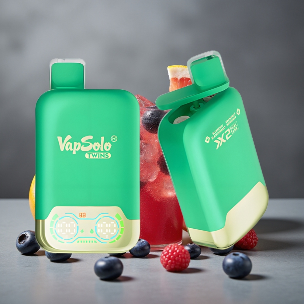 Vapsolo Twins 20000 Puffs Dual Tank Type-C Blueberry Blackcurrant & Grapefruit