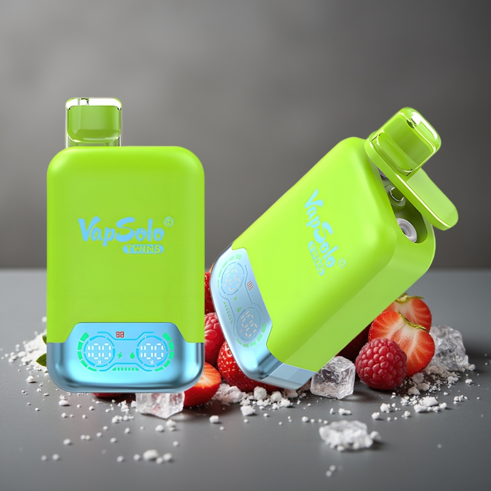 Vapsolo Twins 20000 Puffs Strawberry Kiwi & Raspberry Cherry Ice 40mL Type-C