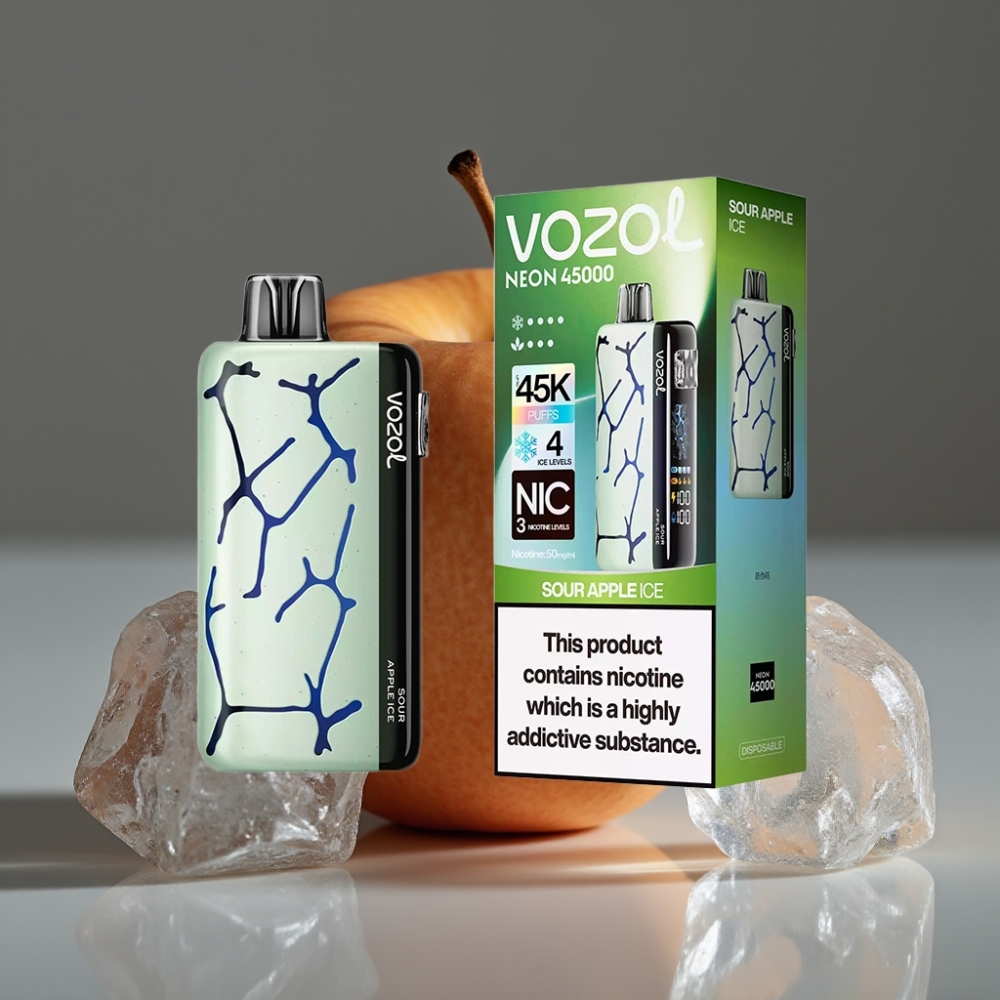 Vozol Neon 45K 45000 Puffs 20ml Mesh Ice Airflow Disposable Vape Sour Apple Ice